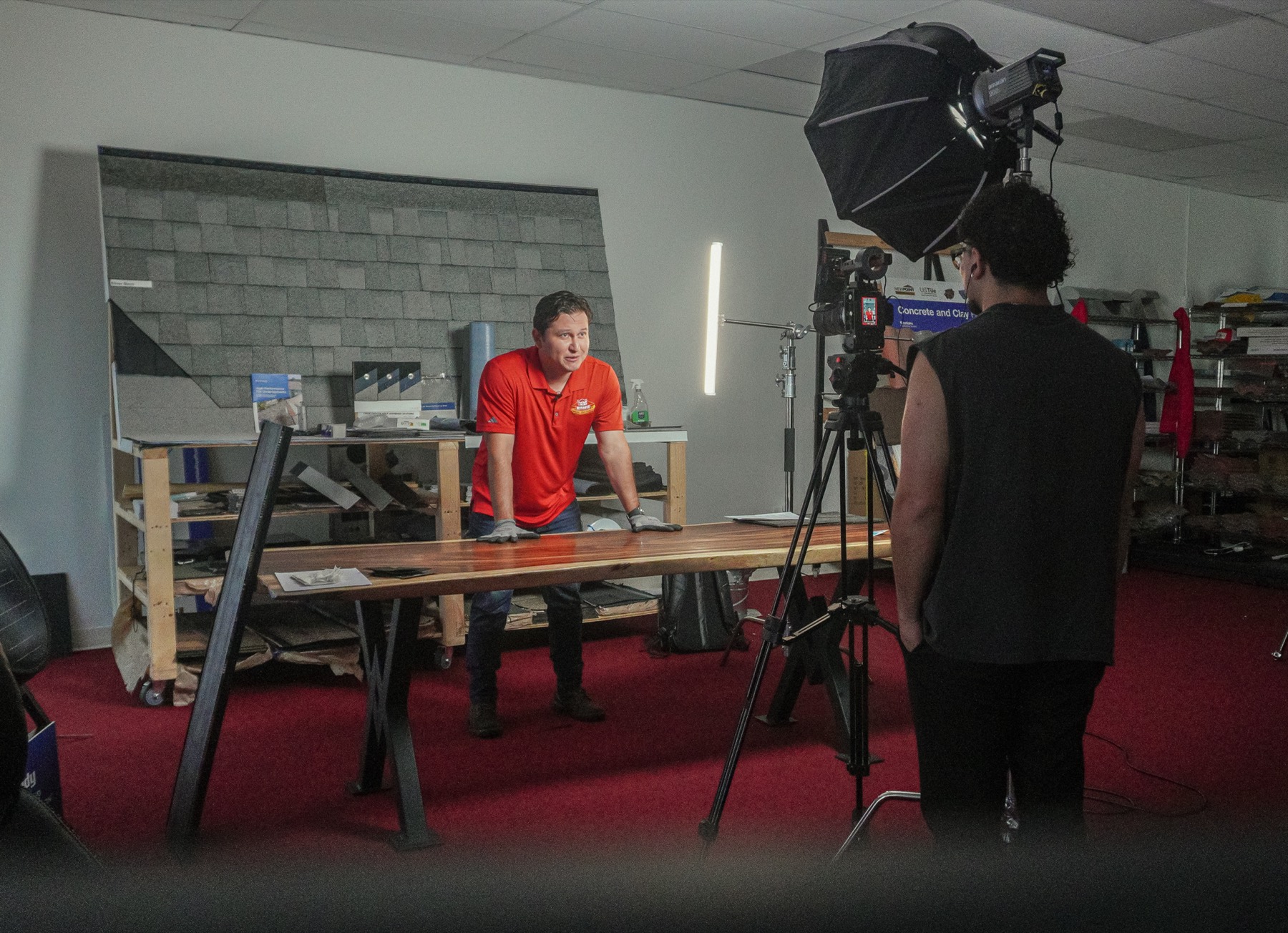 Click Social crew lighting a shoot on location